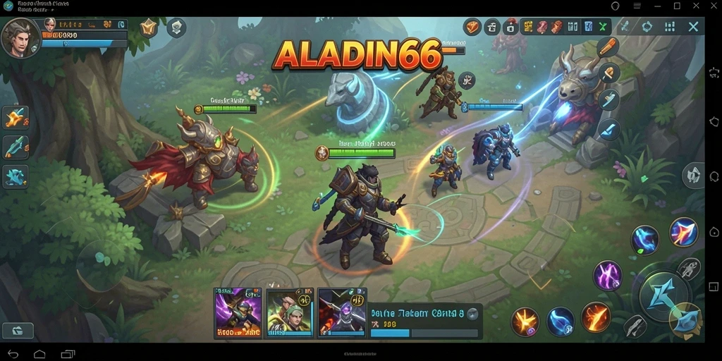 Menampilkan aksi pertempuran dalam gameplay ALADIN66 yang intens.