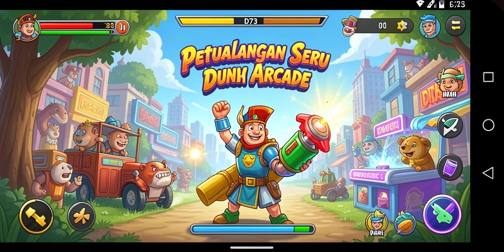 Screenshot menampilkan aksi seru dalam D73 dengan gameplay yang menarik.