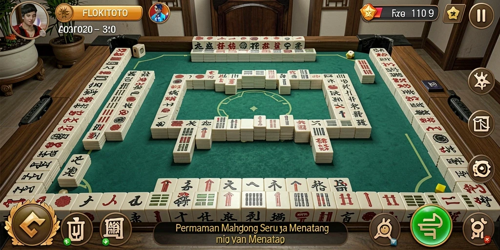 Tampilan menarik dari gameplay Mahjong di FLOKITOTO.