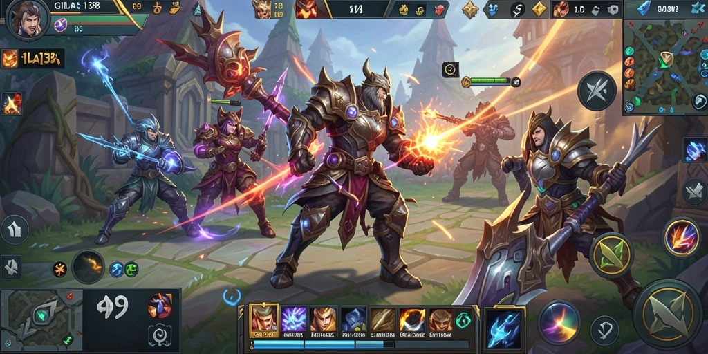 Tangkapan layar gameplay GILA138 menampilkan aksi pertarungan MOBA yang mendebarkan.