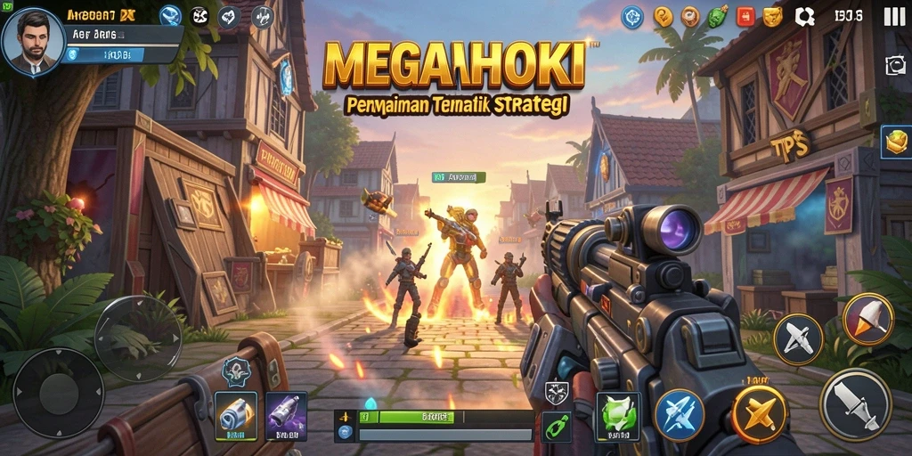 Tampilan gameplay seru dari MEGAHOKI di arena TPS.