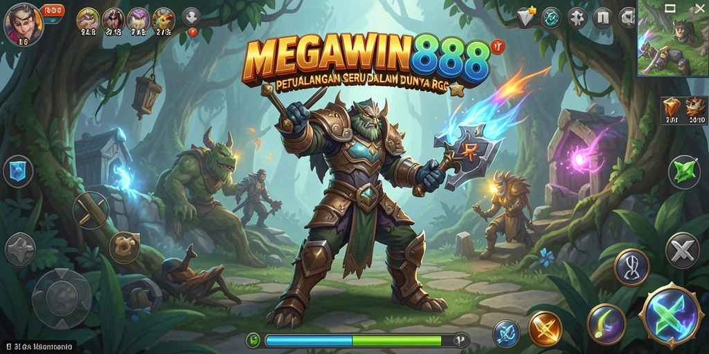 Screenshot MEGAWIN888 menampilkan pertempuran epik dengan karakter dan lingkungan RPG yang menakjubkan.