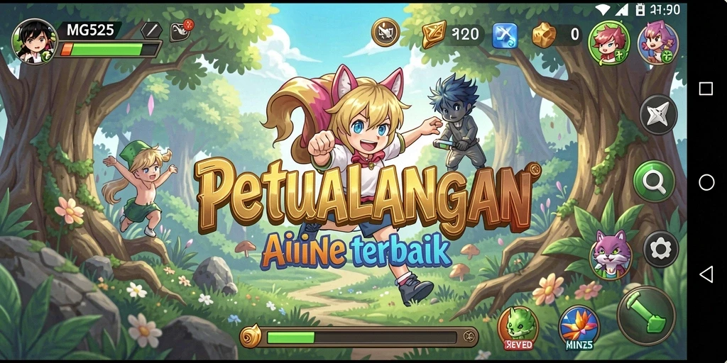 Tampilan gameplay MG525 yang penuh warna dengan karakter anime ikonik.