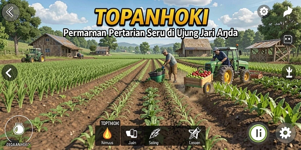 Screenshot gameplay menunjukkan aktivitas bertani di TOPANHOKI.