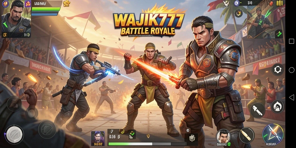 Tampilan gameplay seru dalam pertempuran Battle Royale WAJIK777.