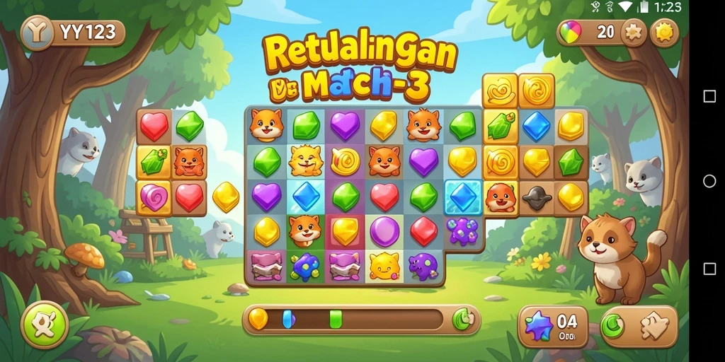 Tampilan gameplay YY123 yang penuh warna dan menarik.